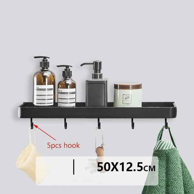 No Drill Wall Mounted Bathroom Organiser Shelf