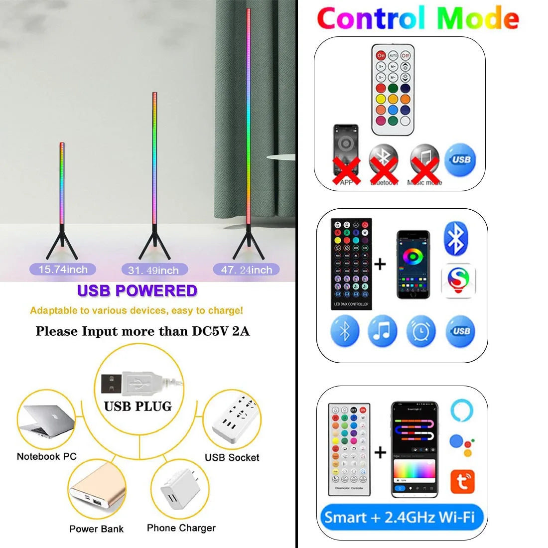 47 inch RGB LED Floor Light