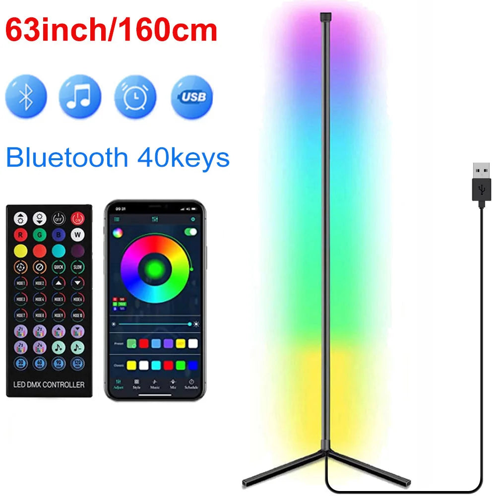 Smart RGB LED Corner Floor Lamp Alexa Compatible