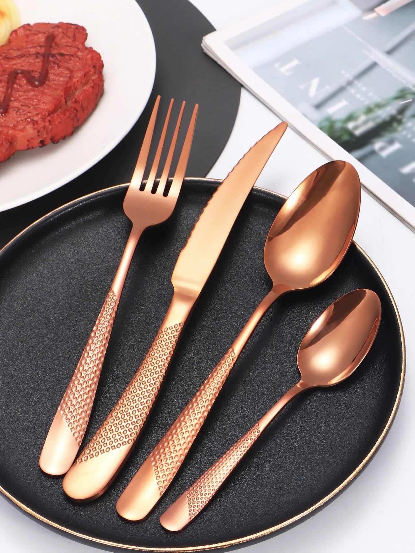 24Pcs Stainless Steel Tableware