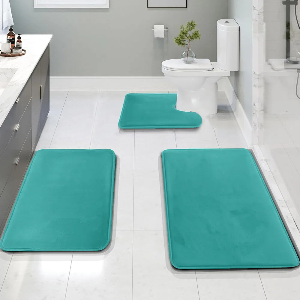 Non slip bathroom carpet three-piece set.