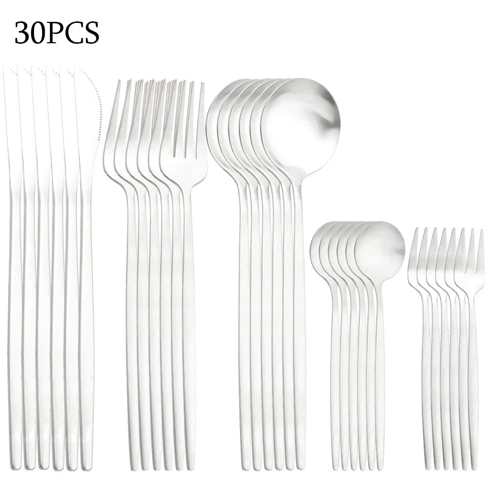 30Pcs Stainless Steel Cutlery Set