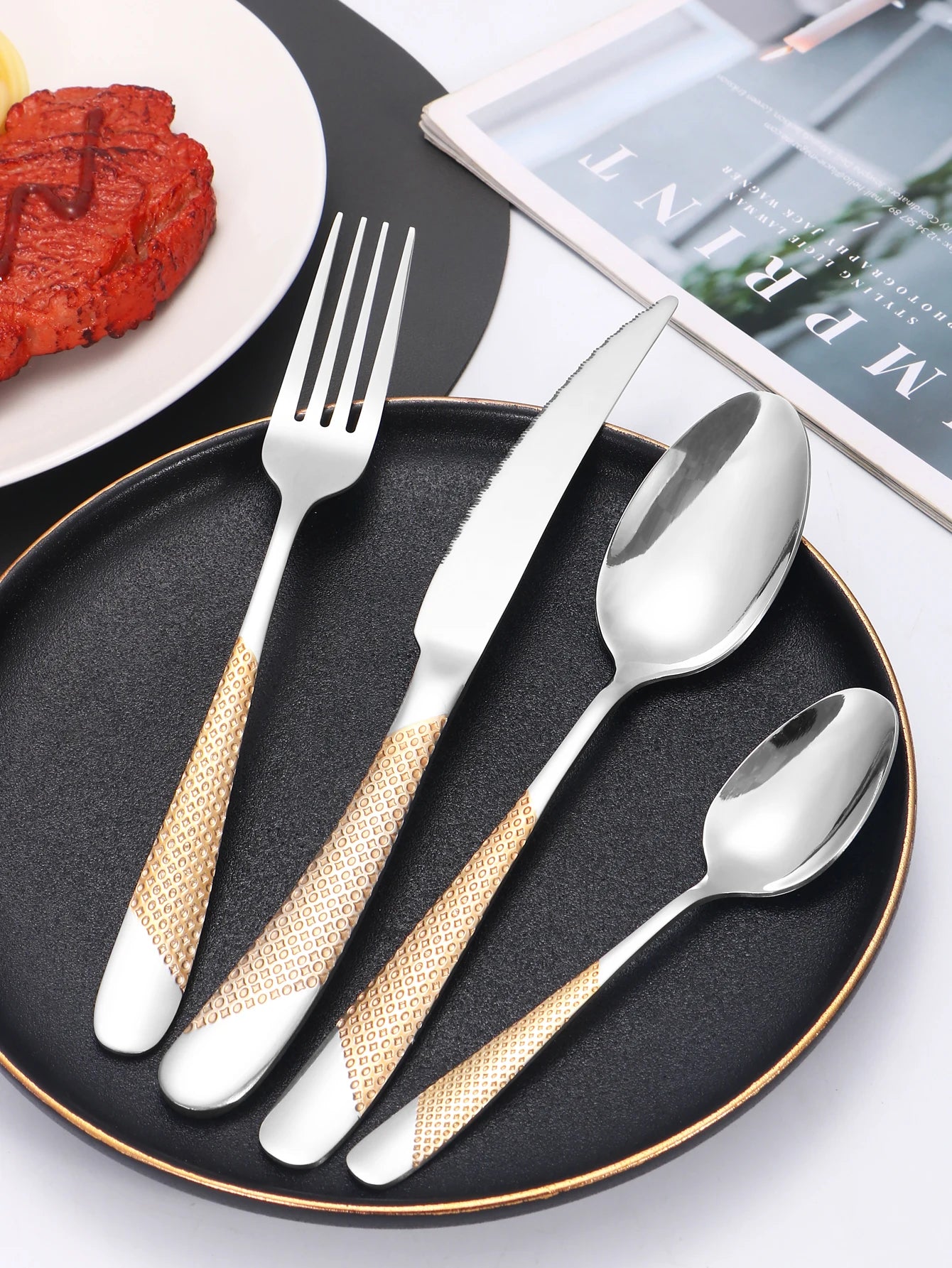 24Pcs Stainless Steel Tableware