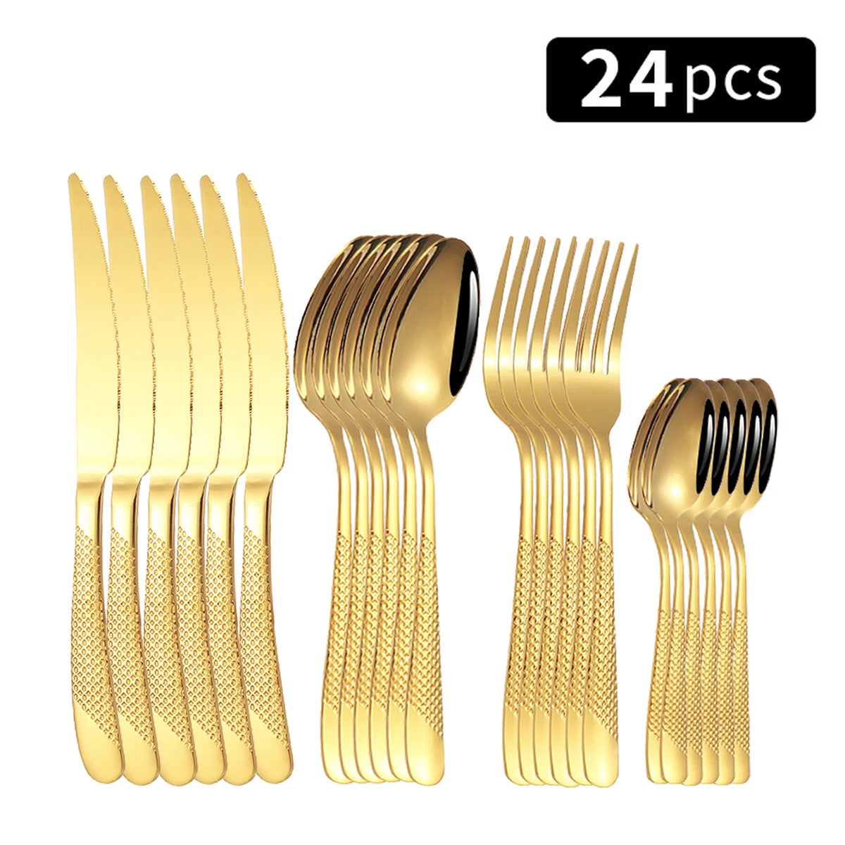 24Pcs Stainless Steel Tableware