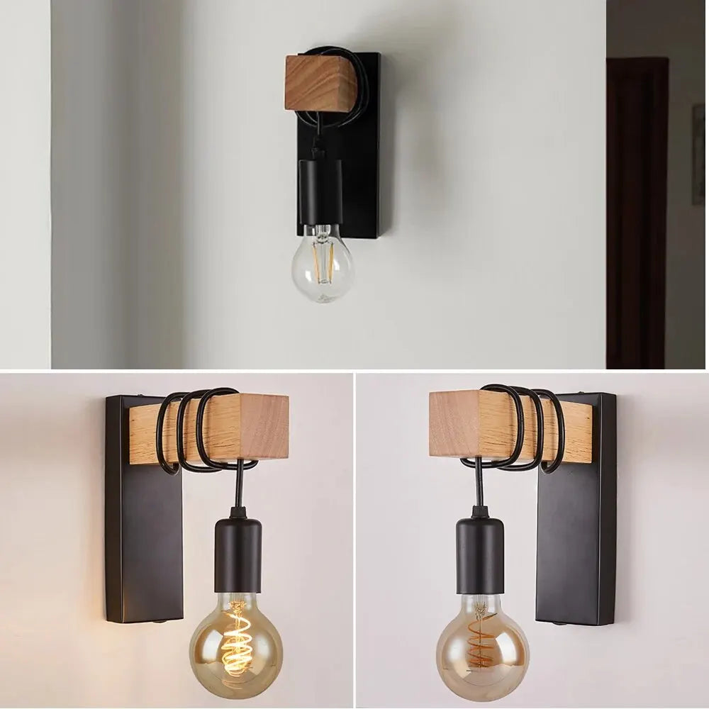 Retro Style Wood LED Wall Lamp