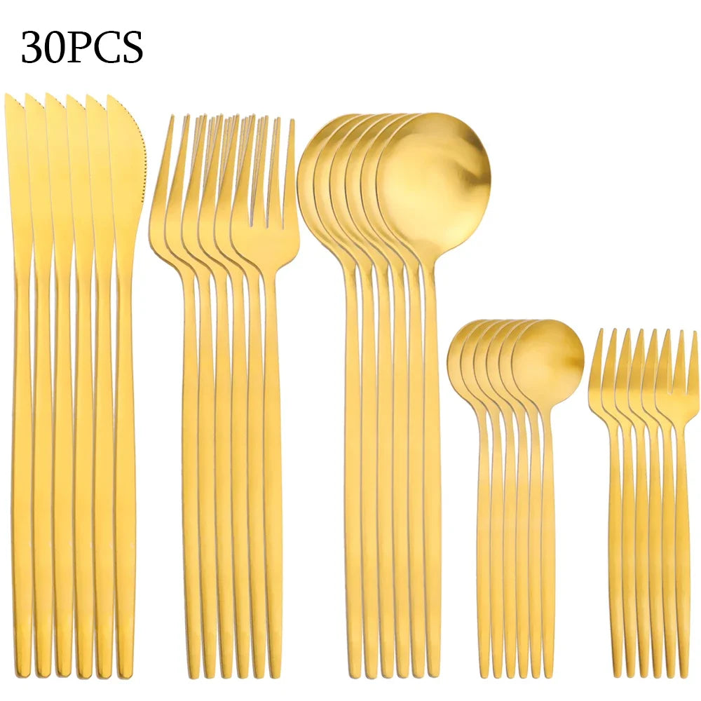 30Pcs Stainless Steel Cutlery Set