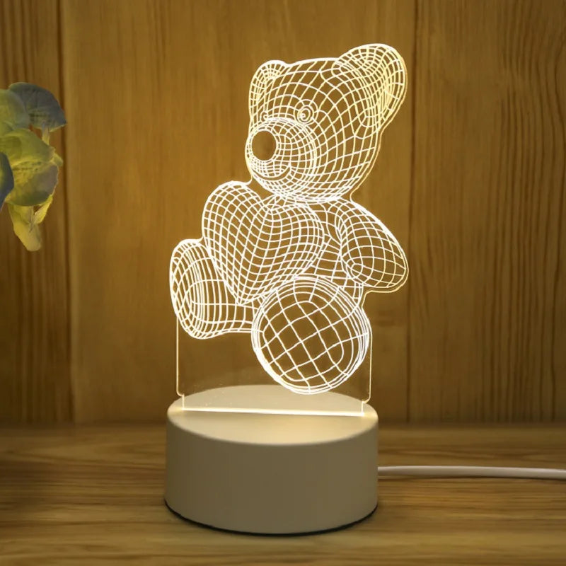 3D Creative Acrylic Bear Lamp