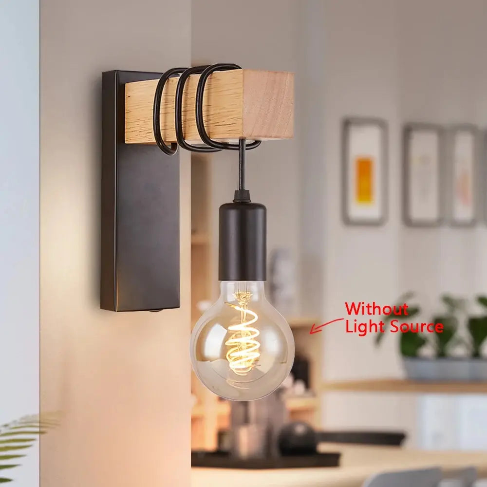 Retro Style Wood LED Wall Lamp