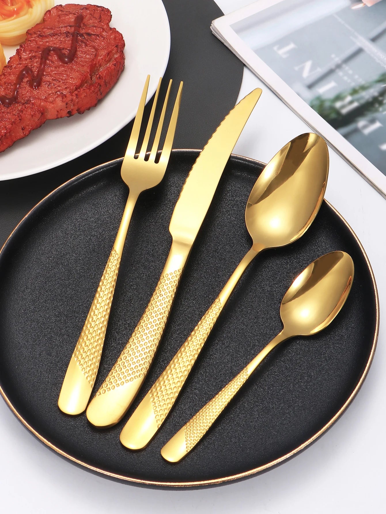 24Pcs Stainless Steel Tableware