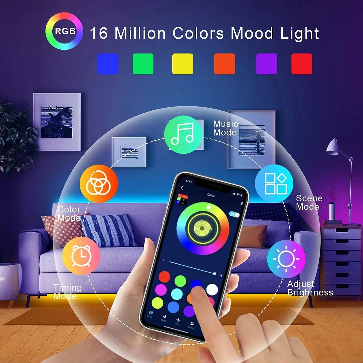 Multi-Purpose Bluetooth LED RGB Strip Light