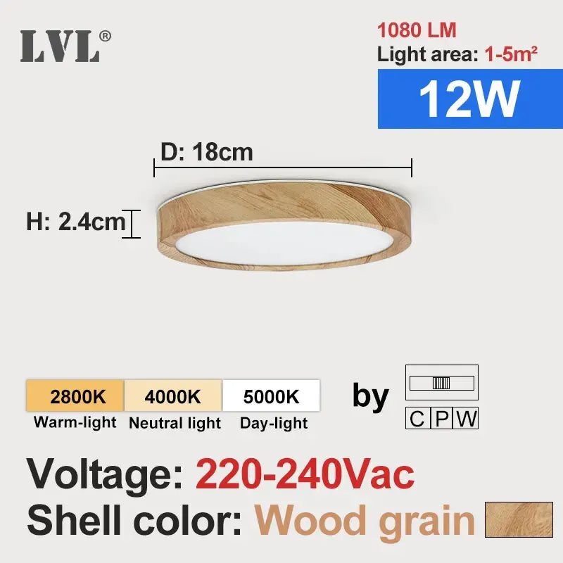 Wood Grain LED Ceiling Light