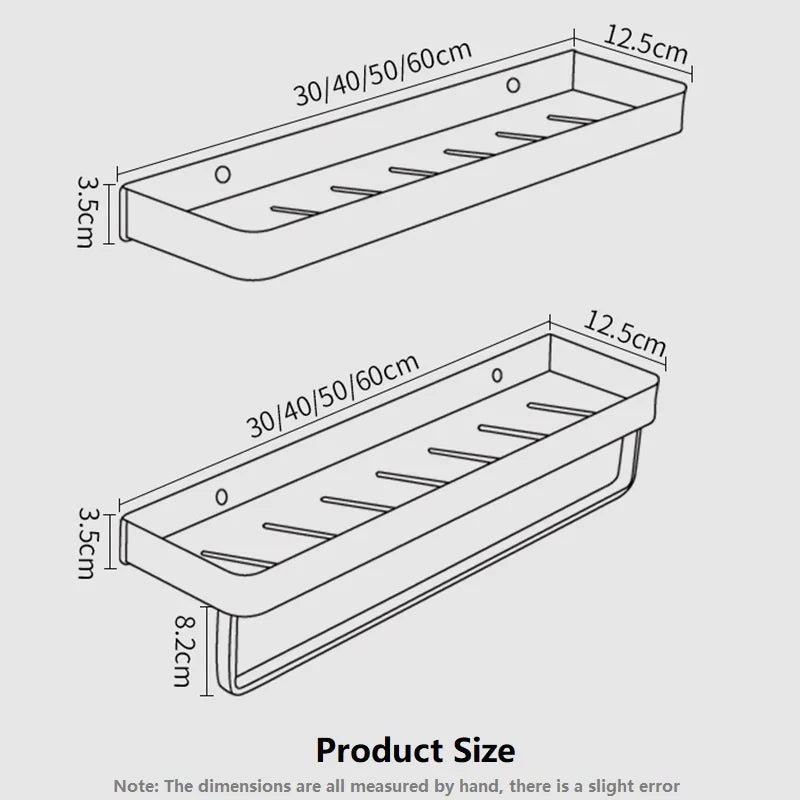 No Drill Wall Mounted Bathroom Organiser Shelf