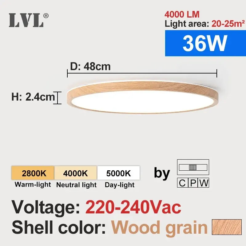 Wood Grain LED Ceiling Light