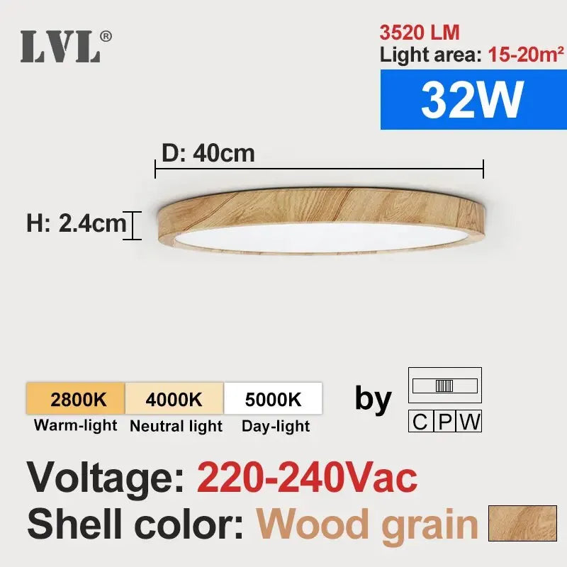 Wood Grain LED Ceiling Light