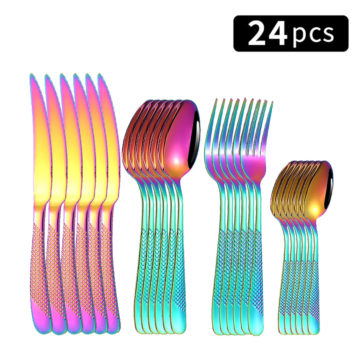 24Pcs Stainless Steel Tableware