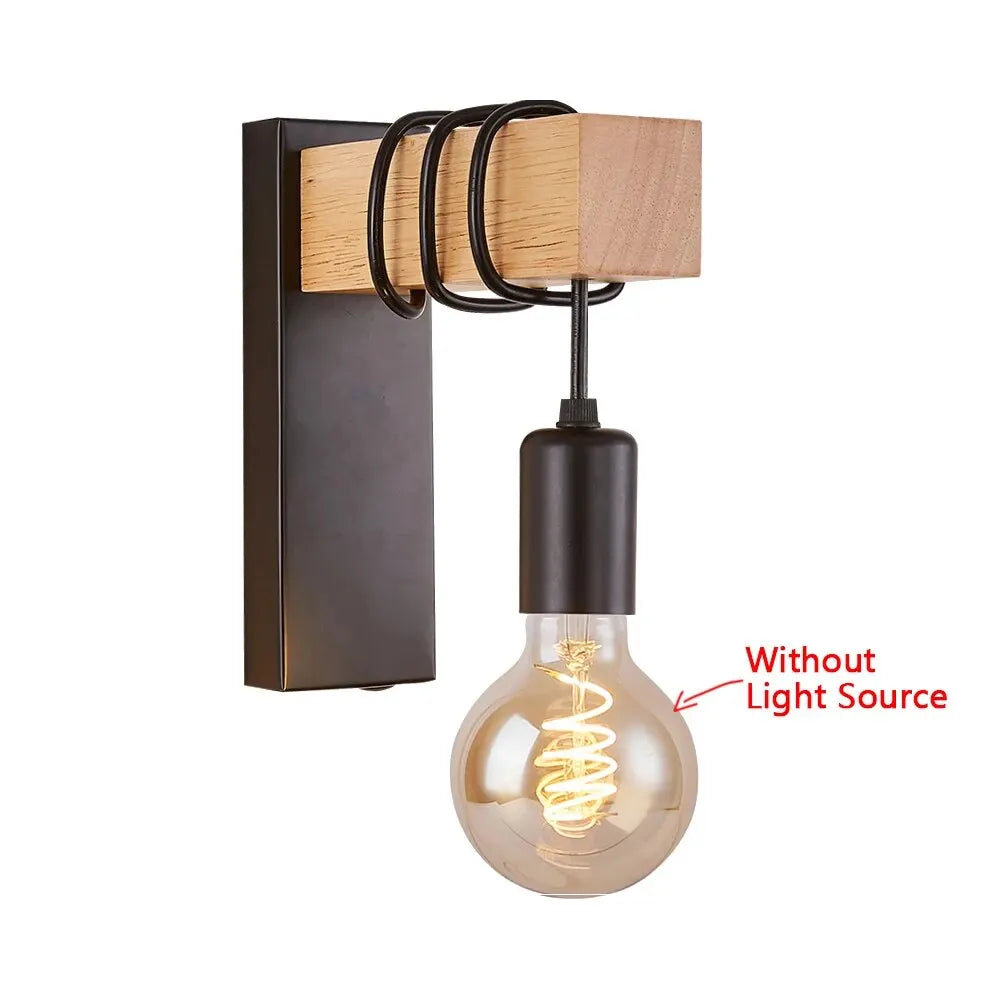 Retro Style Wood LED Wall Lamp