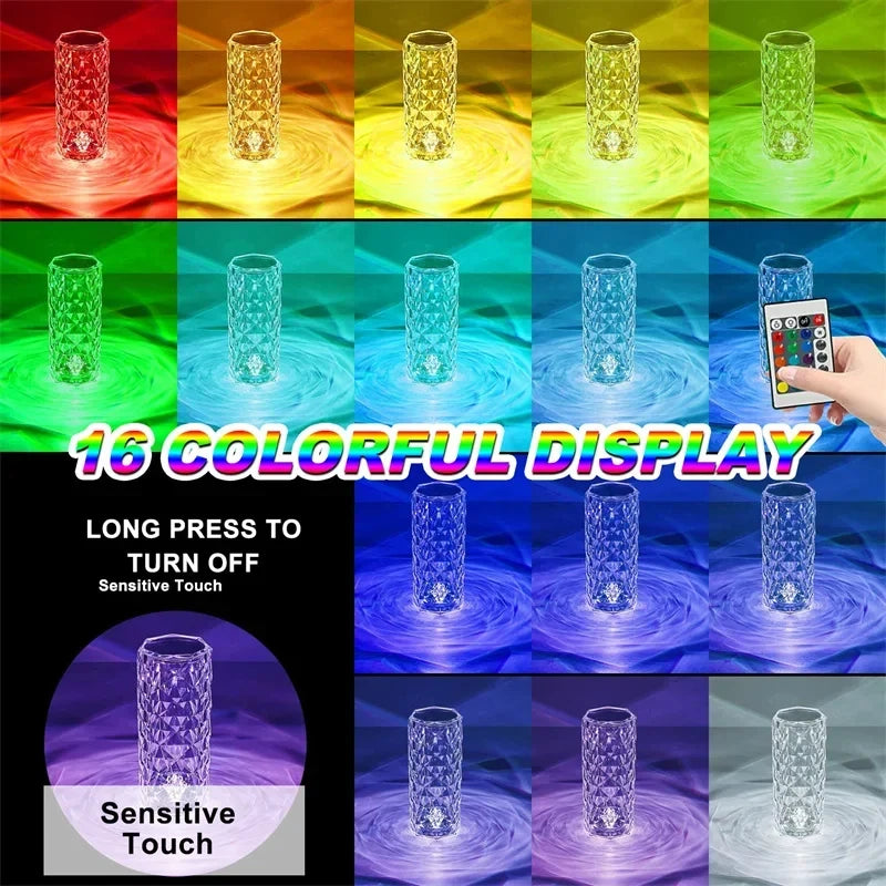 16 Colours LED Touch Crystal Night Light