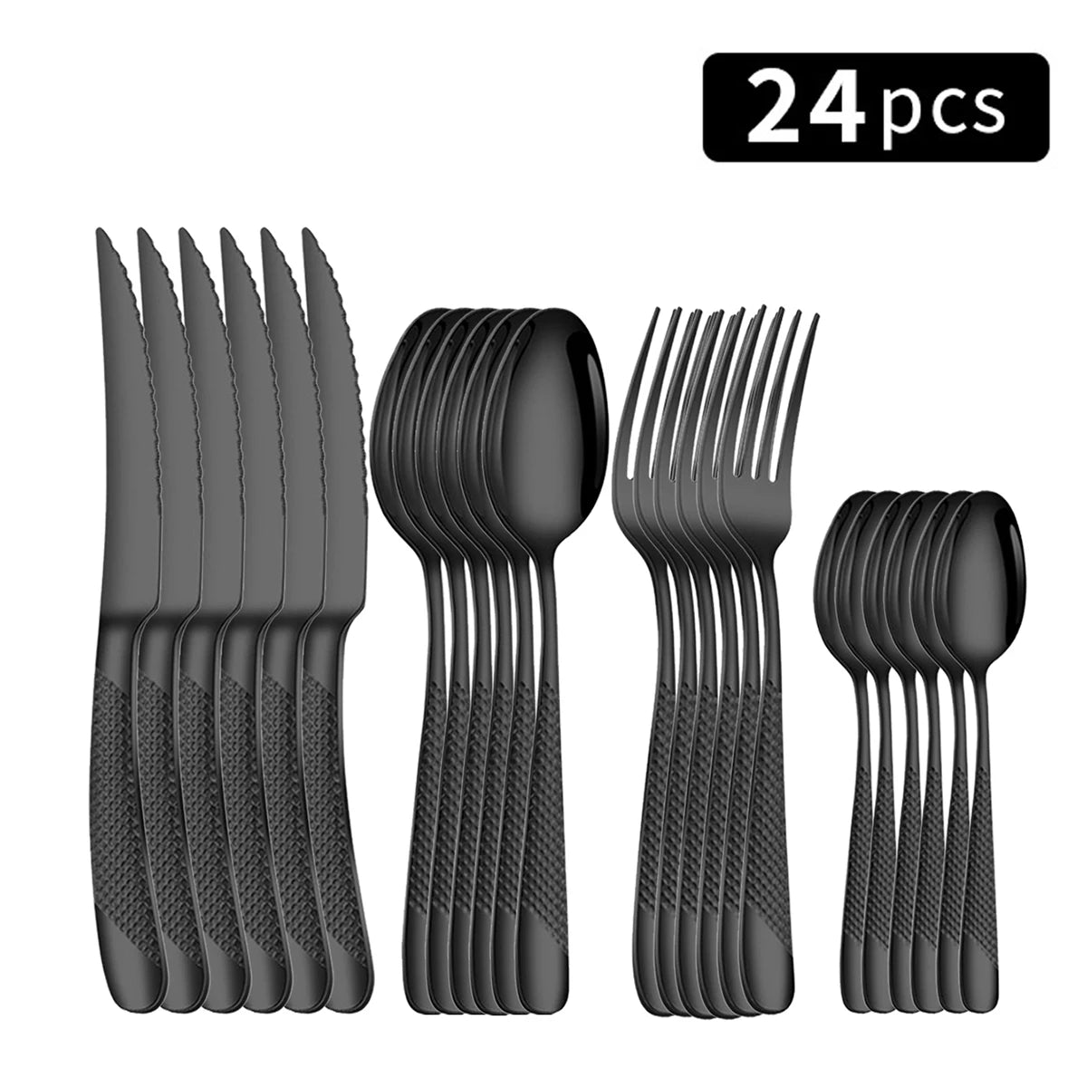 24Pcs Stainless Steel Tableware