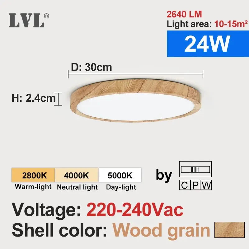 Wood Grain LED Ceiling Light