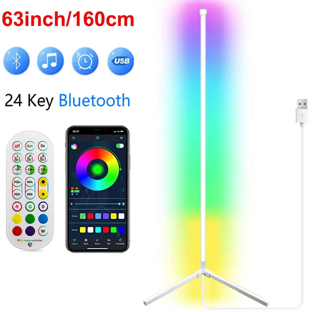 Smart RGB LED Corner Floor Lamp Alexa Compatible