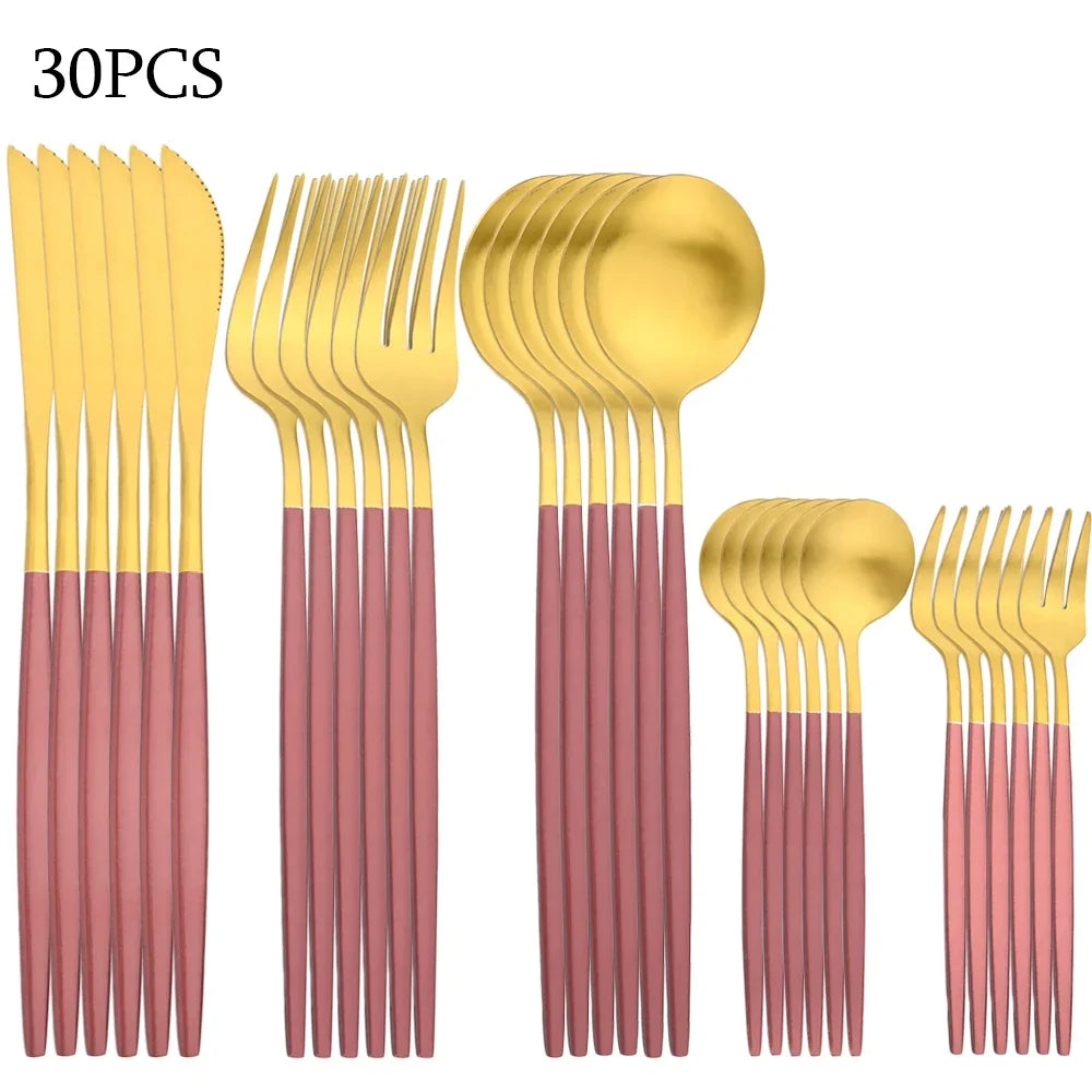 30Pcs Stainless Steel Cutlery Set