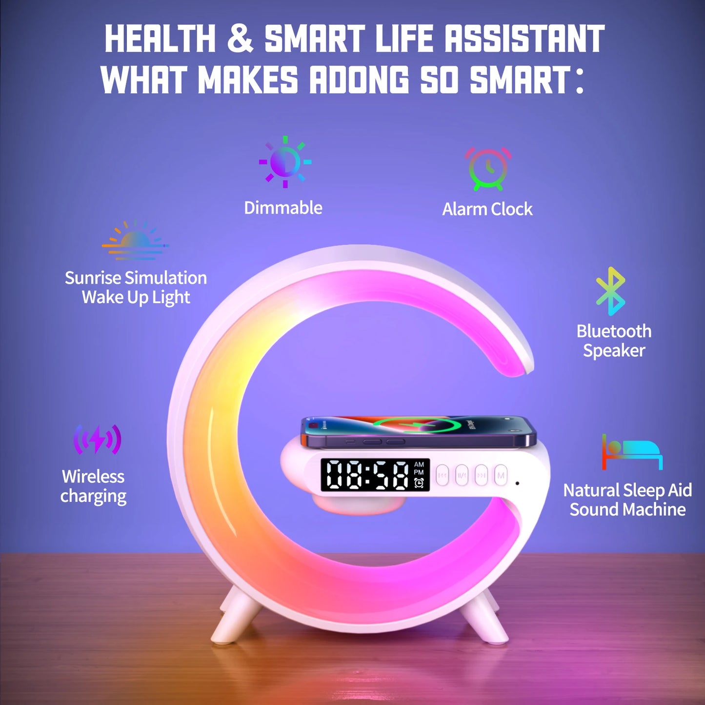 LED Smart Wake Up Light RGB Night Light with Wireless Speaker