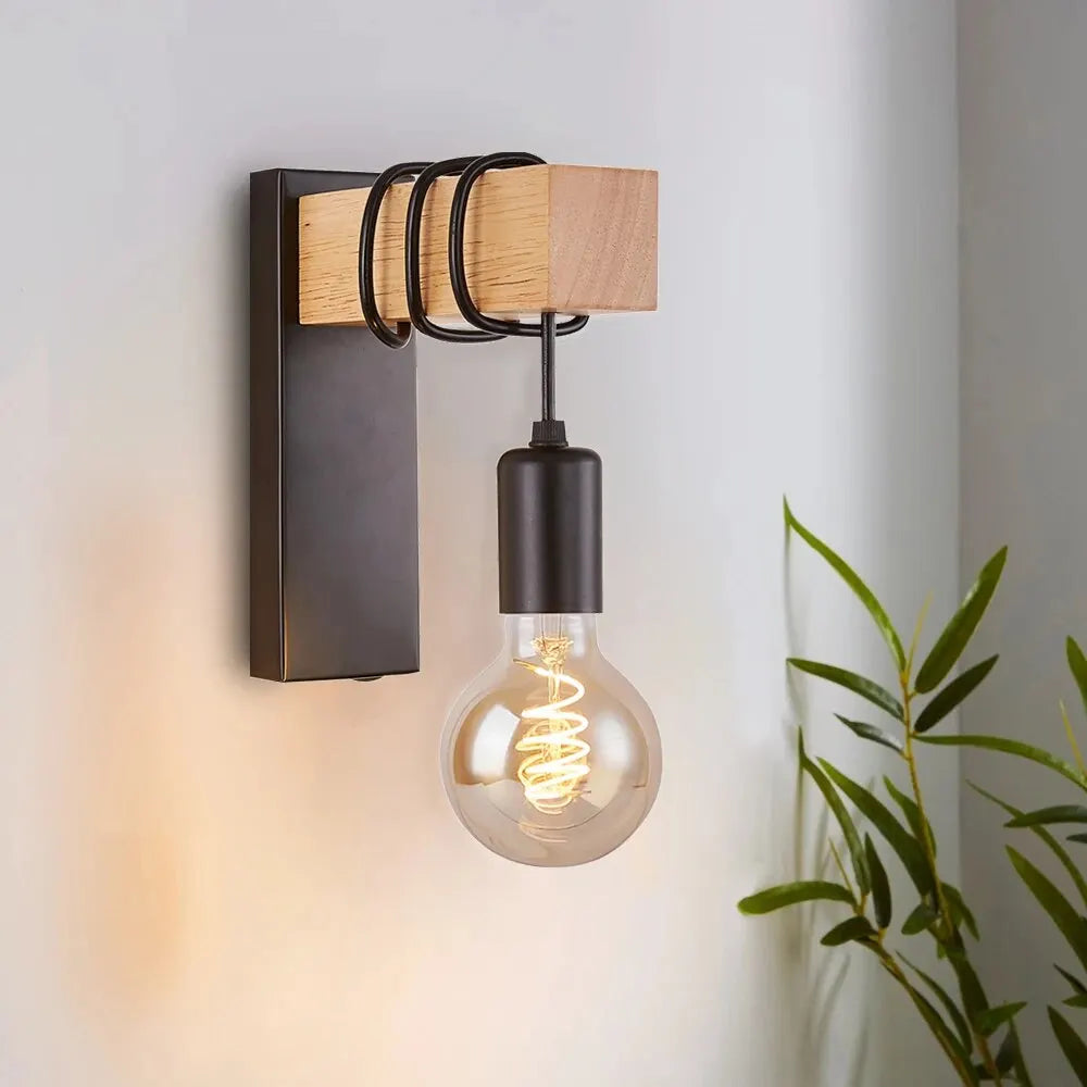 Retro Style Wood LED Wall Lamp