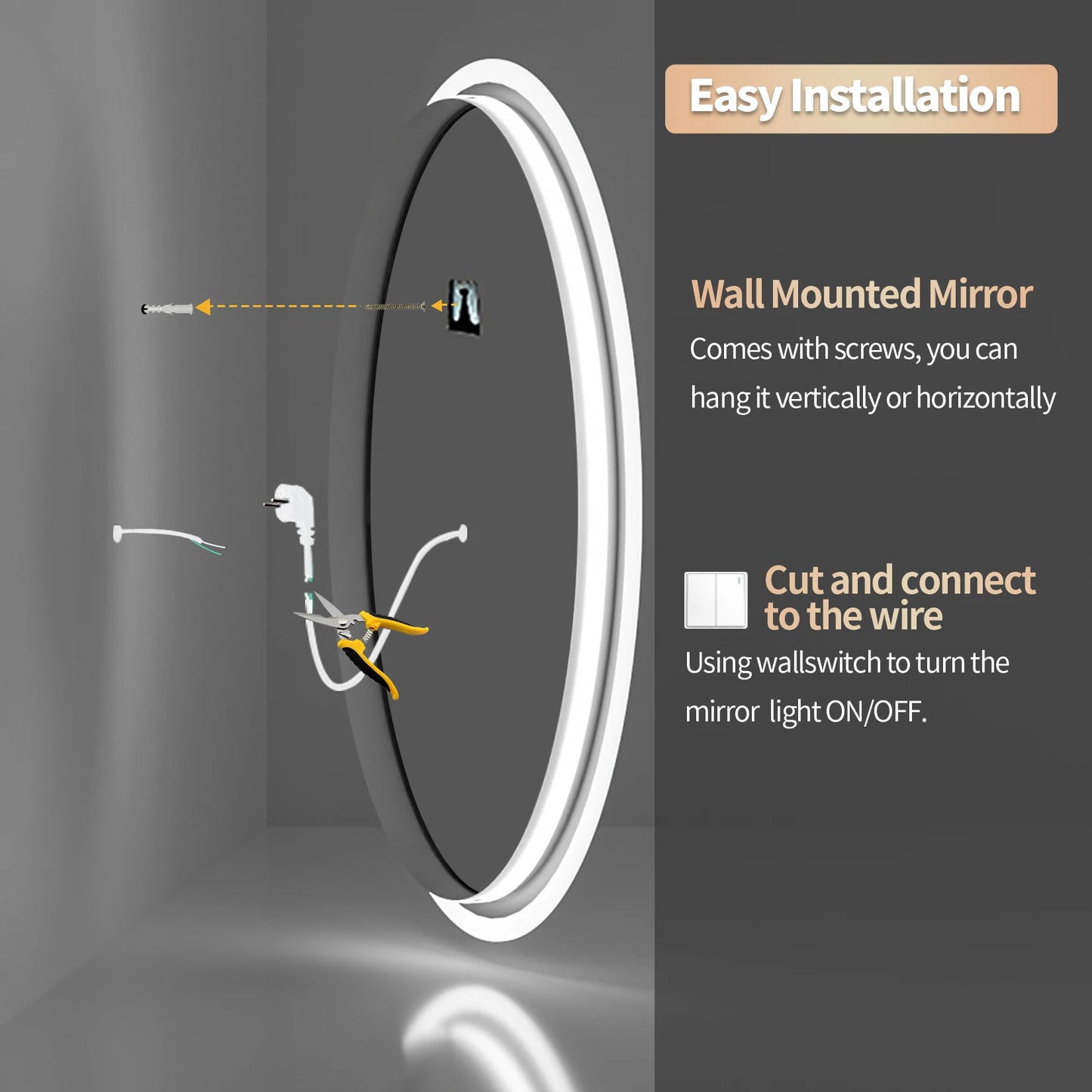 Bathroom Mirror with Backlit LED Lights