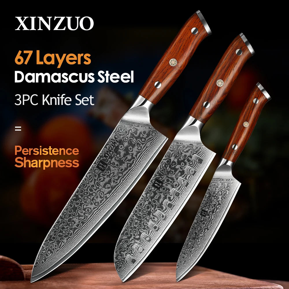 Japanese Forged Damascus Steel Knife Sets