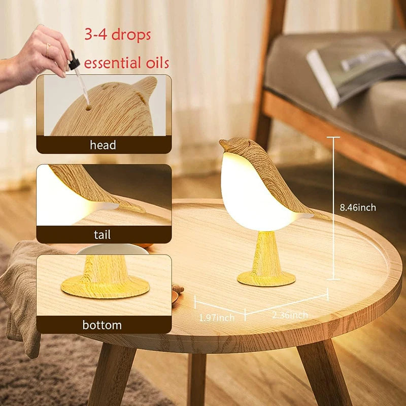 Wooden Bird Night Lights LED Touch