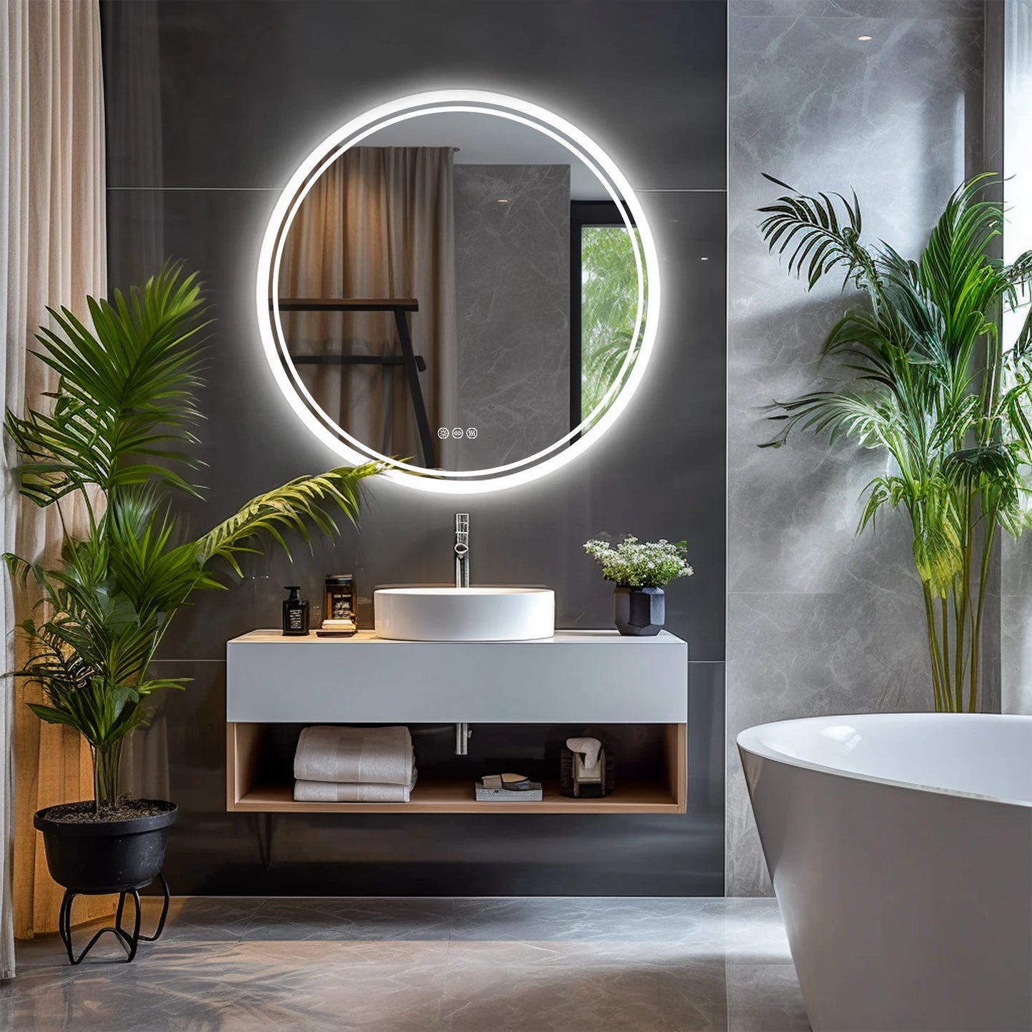 Bathroom Mirror with Backlit LED Lights