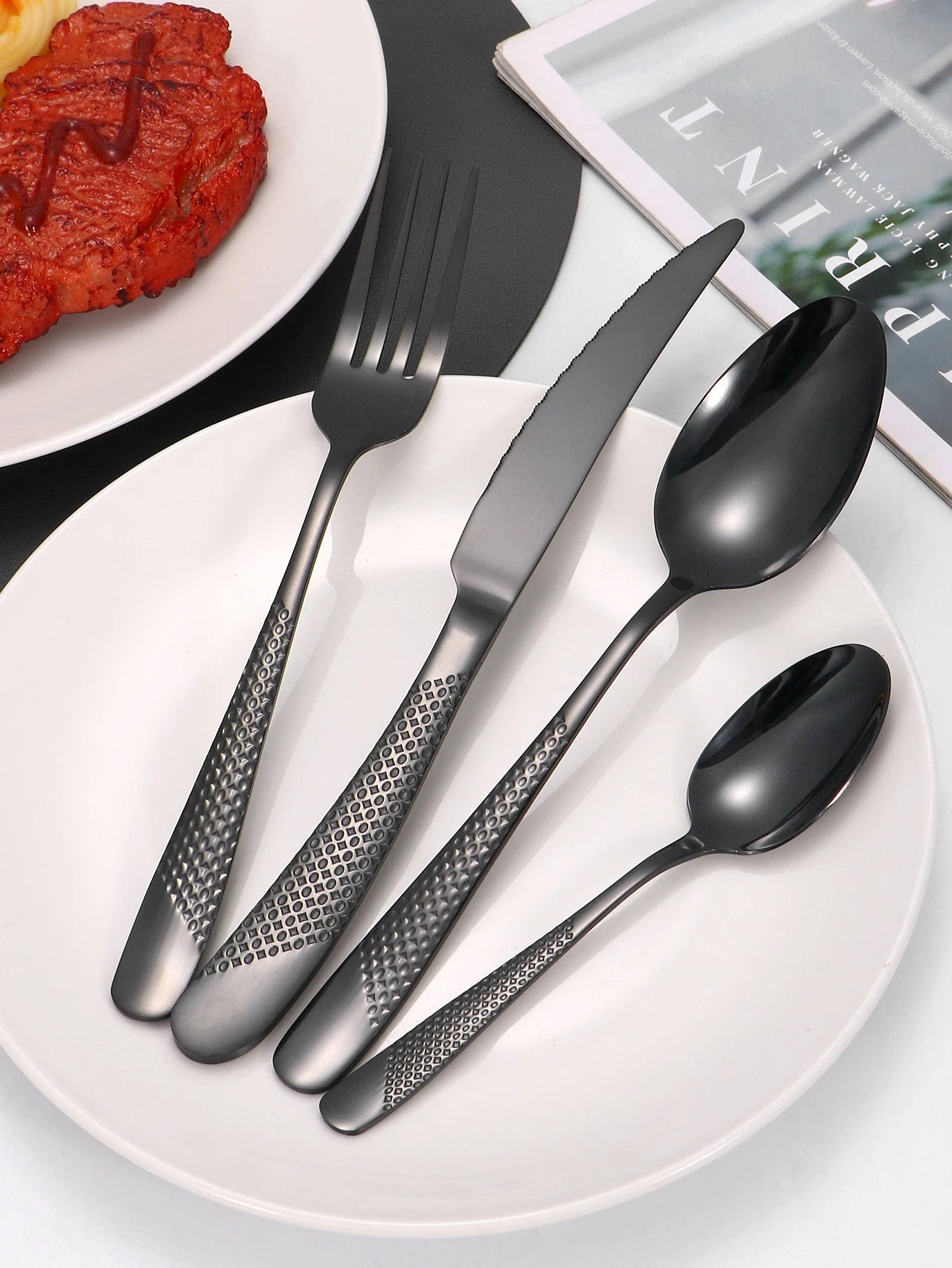 24Pcs Stainless Steel Tableware