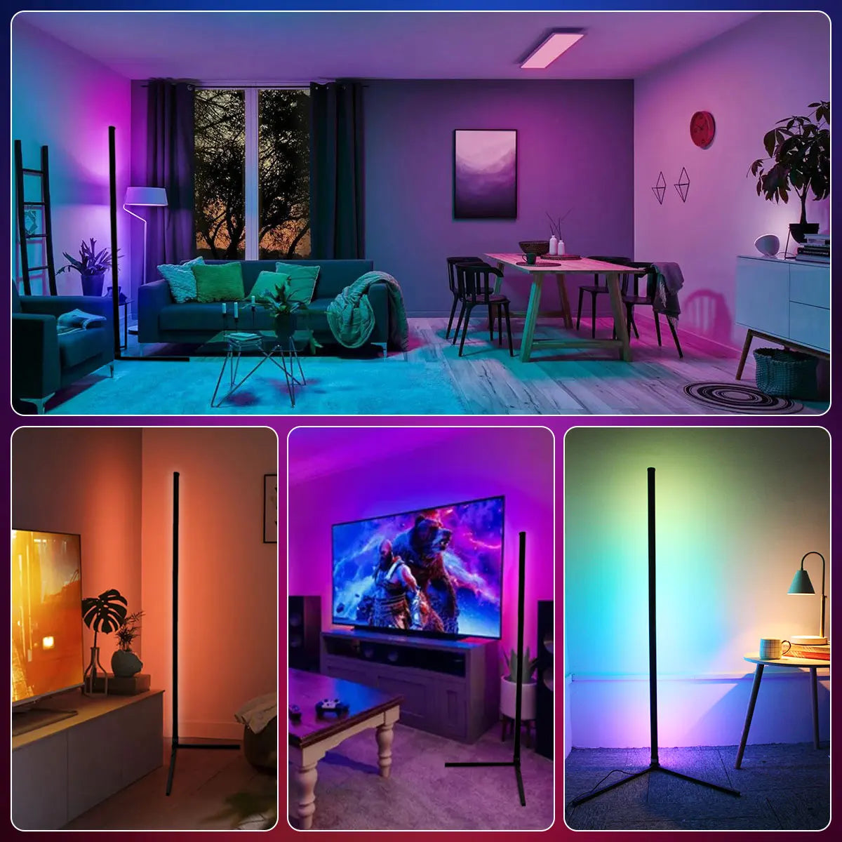 Smart RGB LED Corner Floor Lamp Alexa Compatible