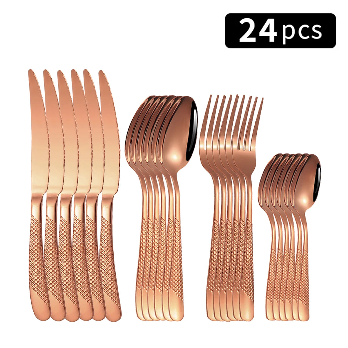 24Pcs Stainless Steel Tableware