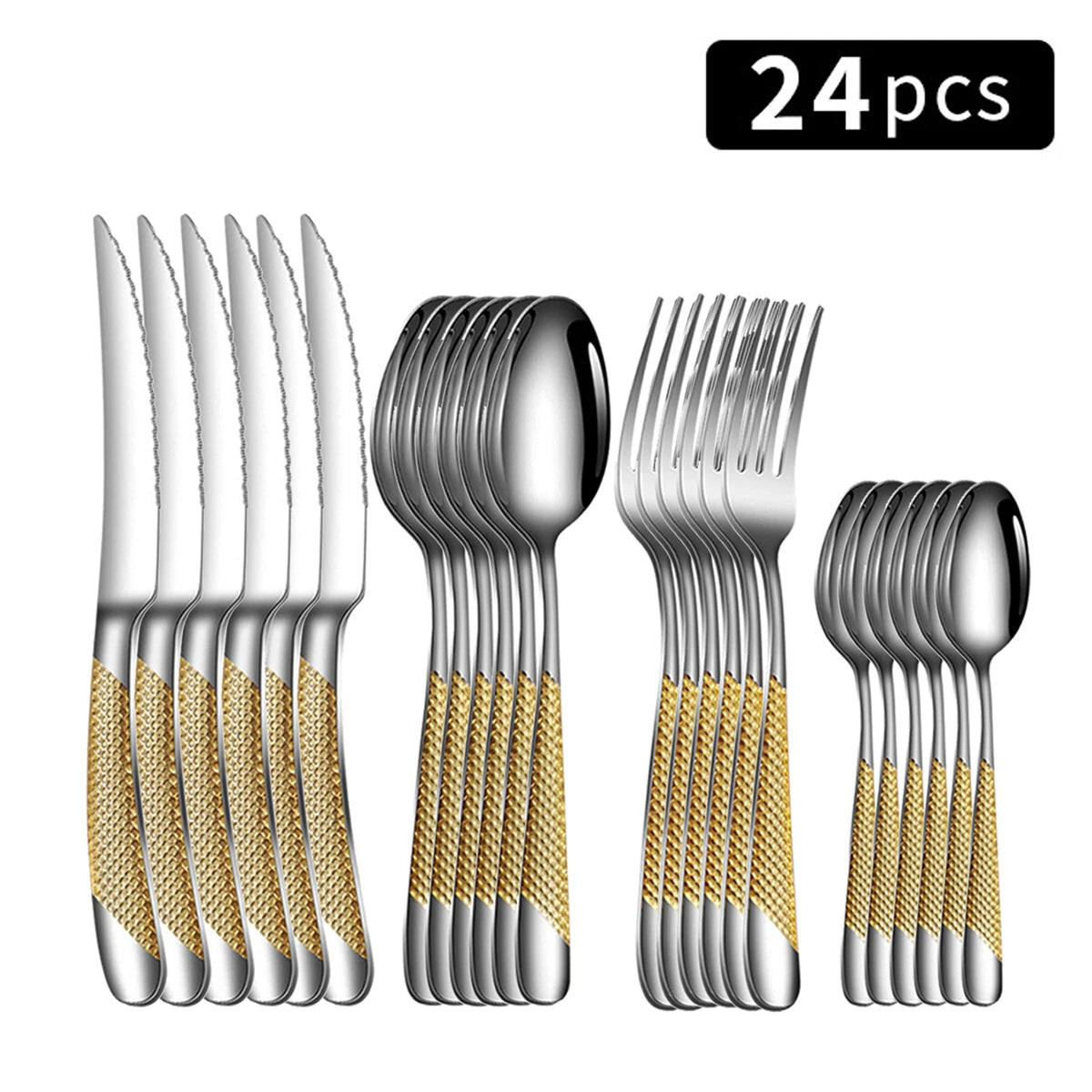 24Pcs Stainless Steel Tableware