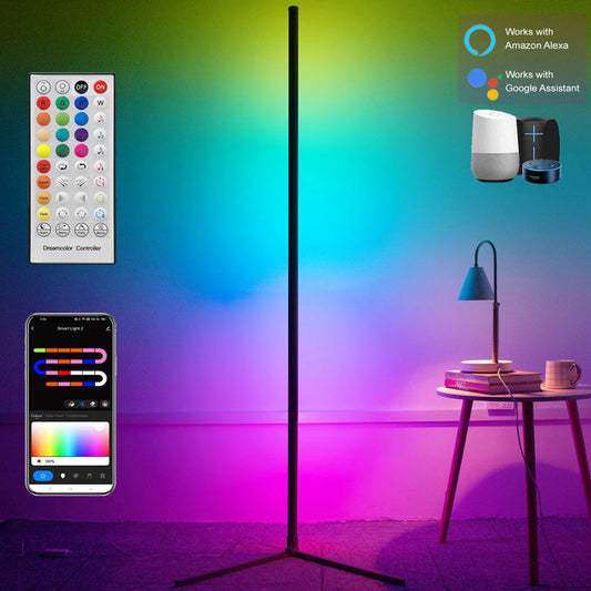 Smart RGB LED Corner Floor Lamp Alexa Compatible