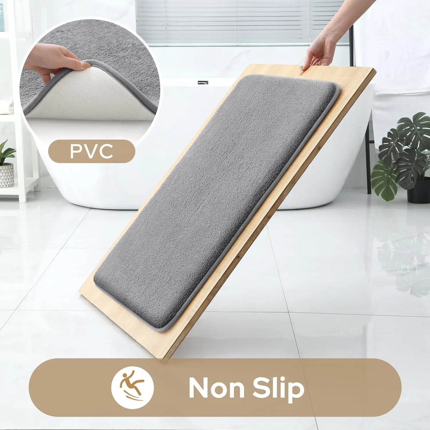 Non slip bathroom carpet three-piece set.